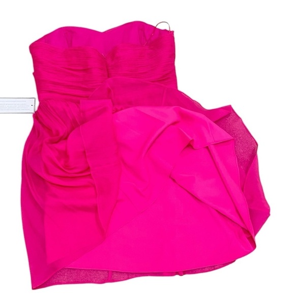 NWT J Crew hot fuchsia pink 100% silk lined strapless mini dress full skirt 16 - Picture 8 of 12